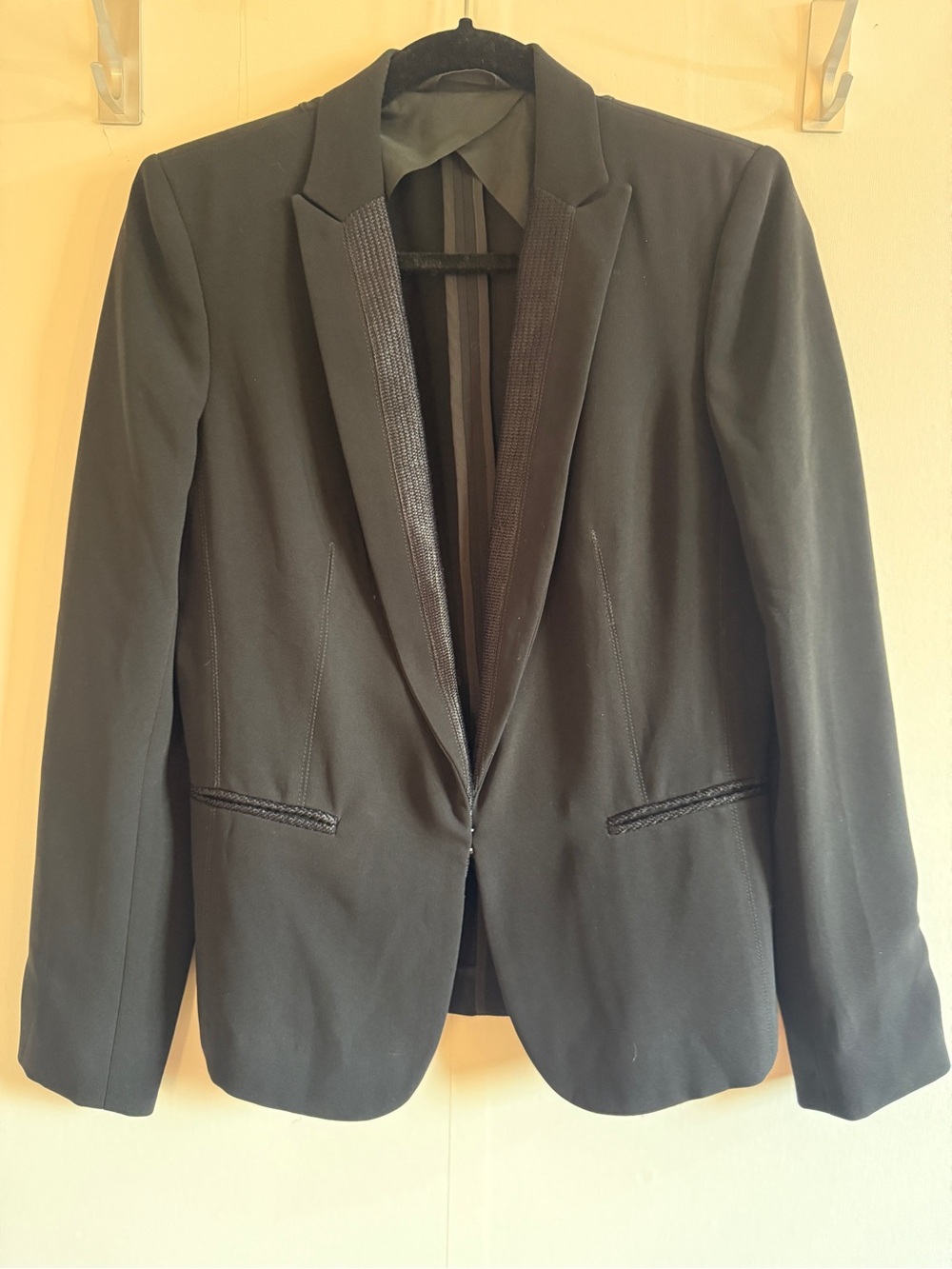Rag & Bone Black Tailored Blazer USA Made Silk Trim Jacket Size 4